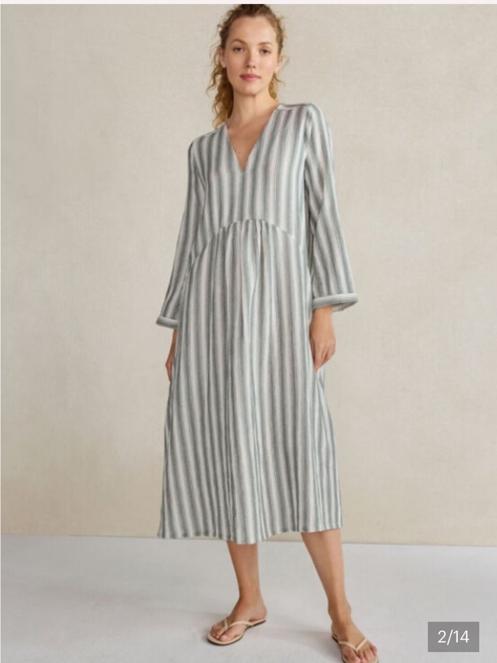 HAVEN Well Within Cotton Gauze Caftan Dress Striped Size Large